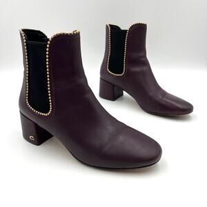 Coach Torri Bootie Leather Ankle Boots Purple FG4189